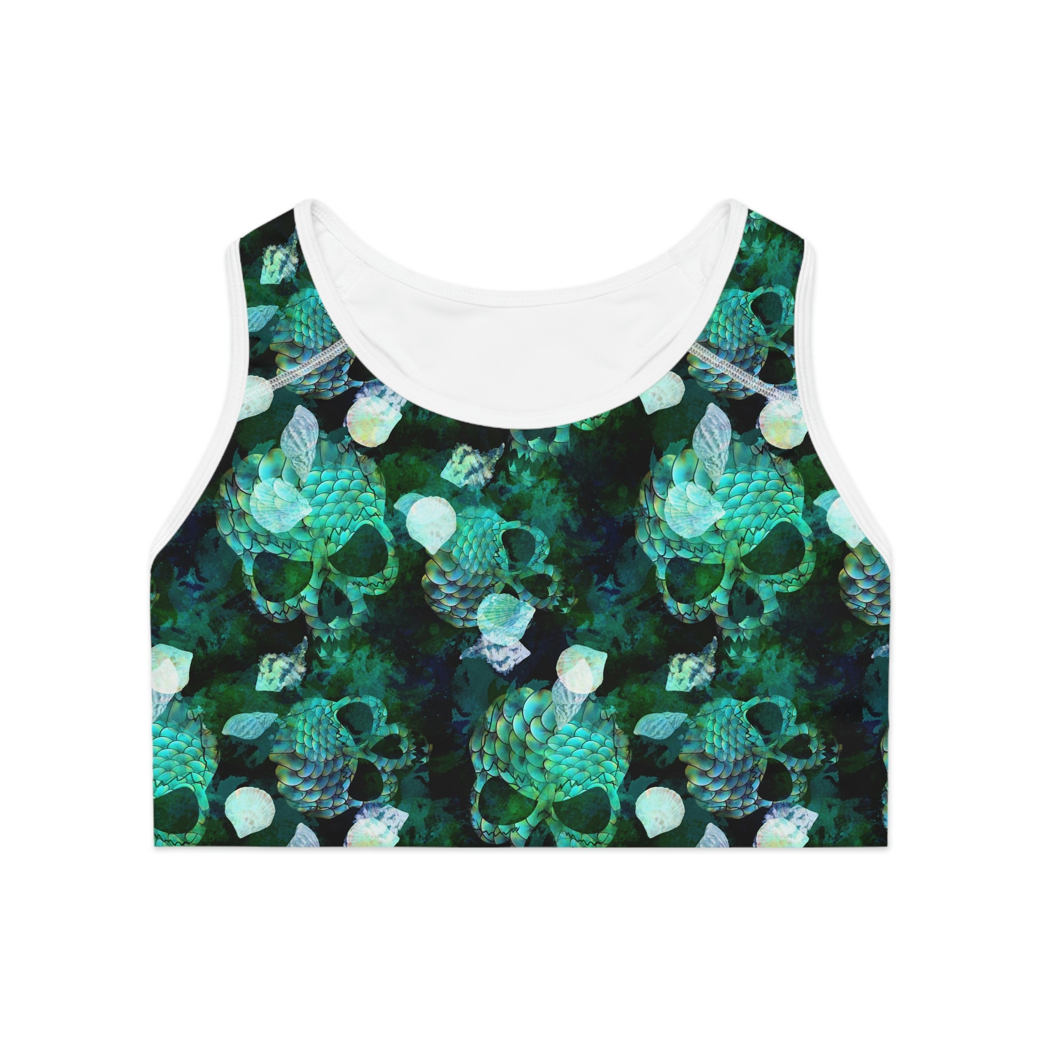 Watercolor Marine Skulls Sports Bra